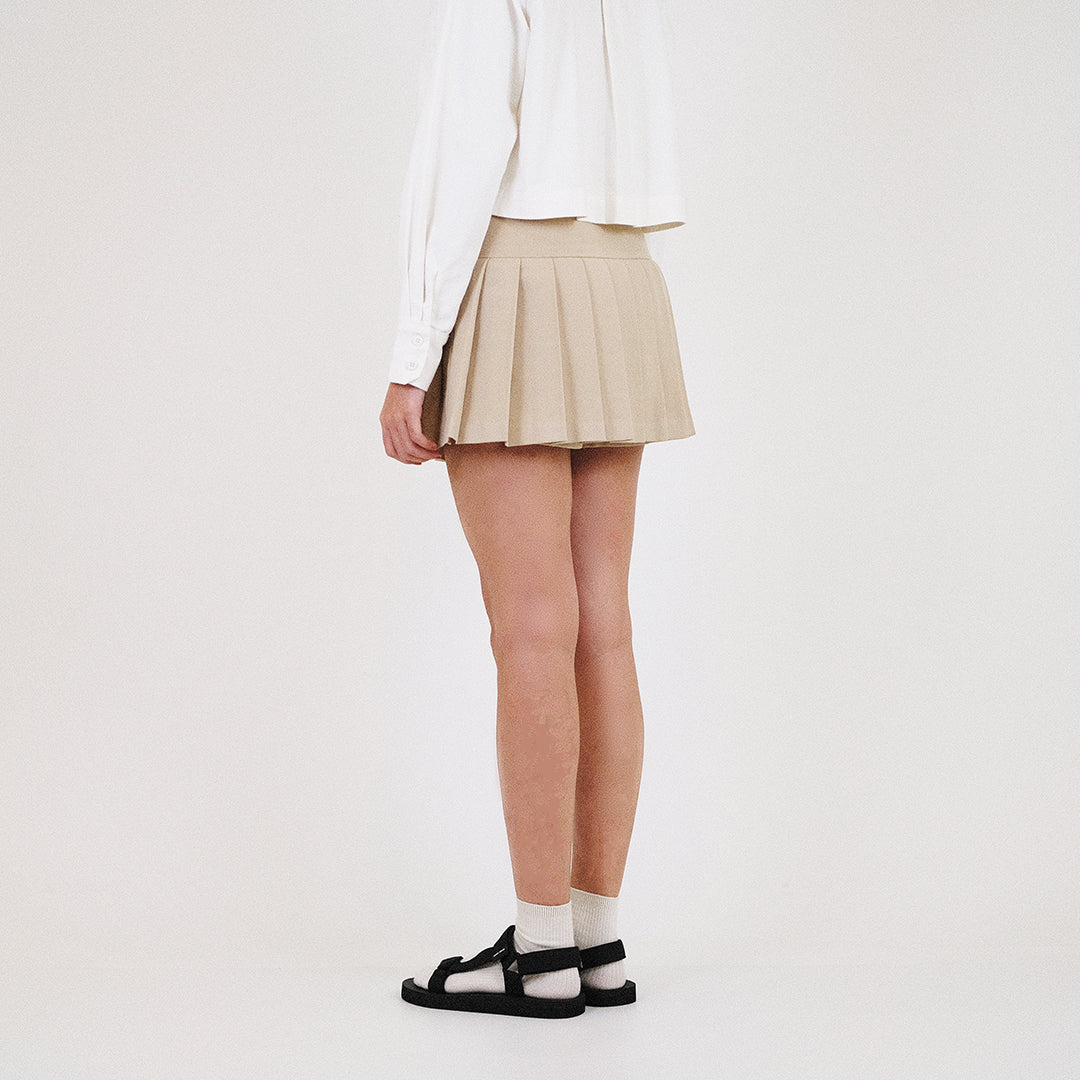 Women Pleated Skort - Khaki - SW2307083A
