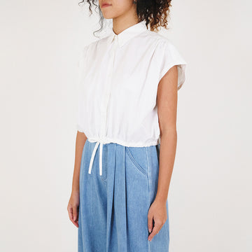 Women Cropped Shirt - Off White - SW2308096A