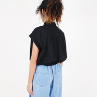 Women Cropped Shirt - Black - SW2308096B