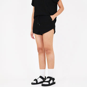 Women Waffle Knit Shorts - Black - SW2309111D