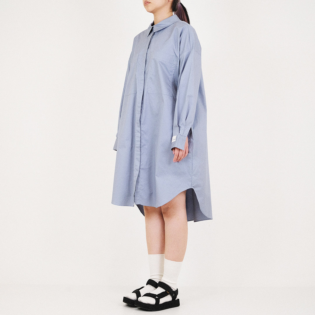 Women Shirt Dress - Blue - SW2309120B