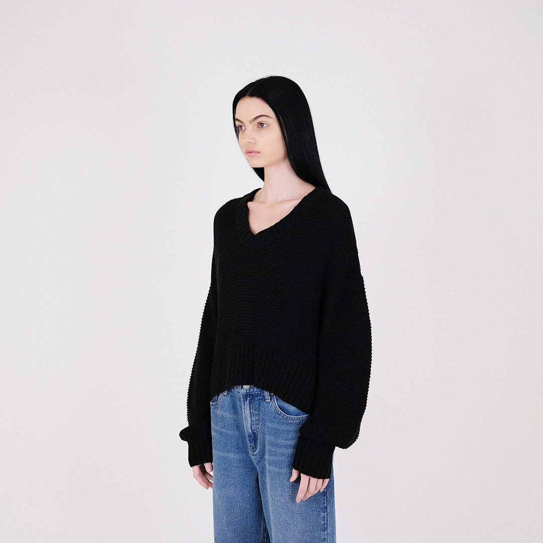 Women Oversized Sweater - Black - SW2311149B
