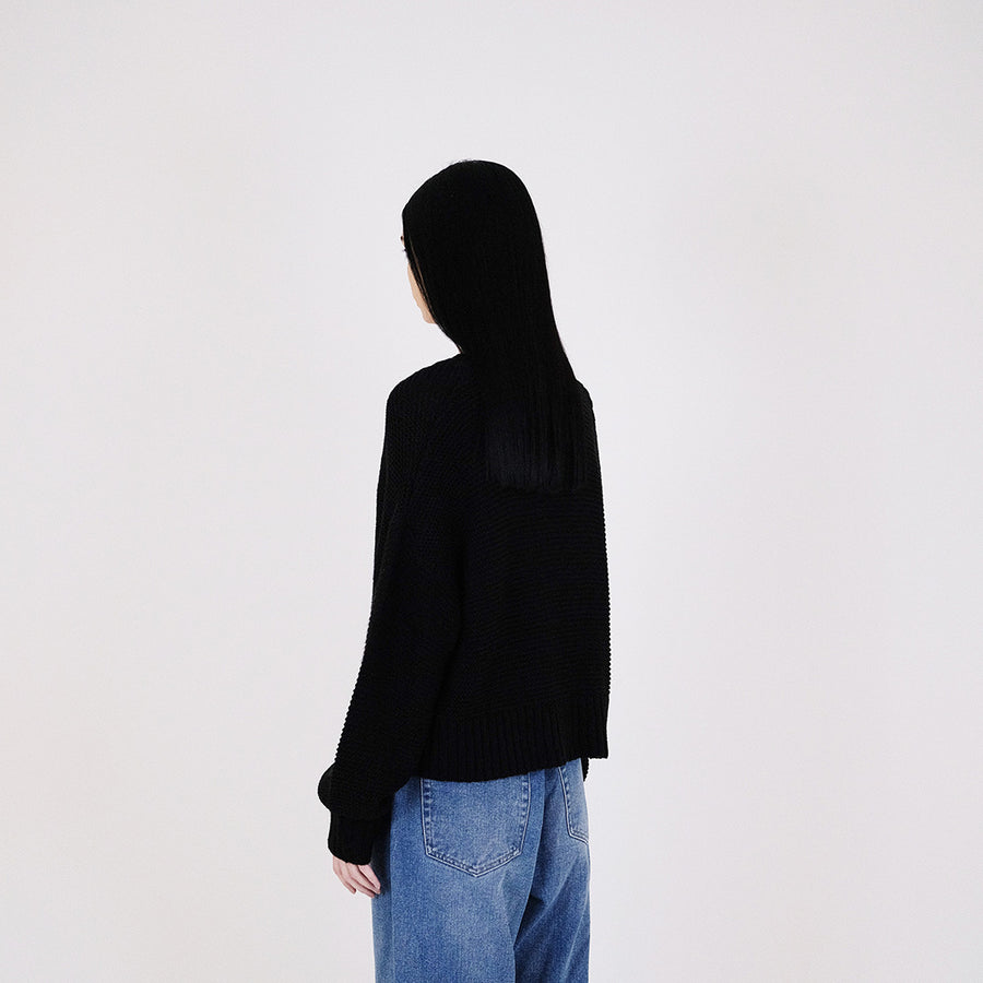 Women Oversized Sweater - Black - SW2311149B