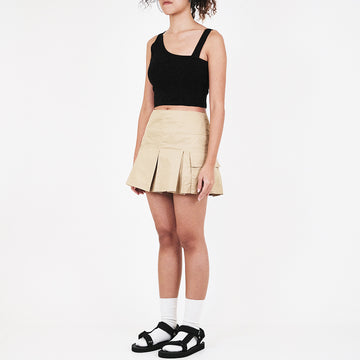 Women Asymmetrical Knit Tank Top - Black - SW2311142B