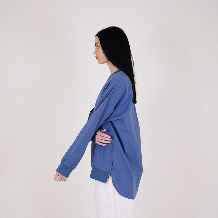 Women Combined Oversized Top - Blue - SW2311144C