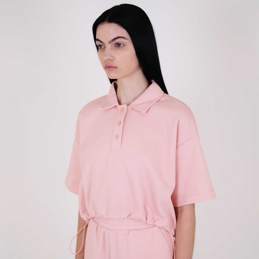 Women Pique Polo Top - Pink - SW2311145B