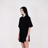 Women Pique Polo Top - Black - SW2311145D