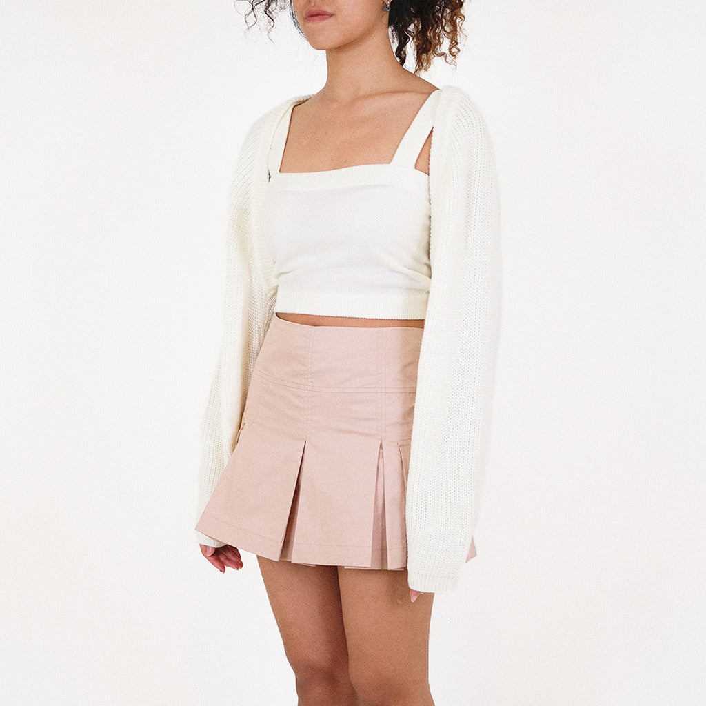 Women Cropped Cardigan - Cream - SW2311148A
