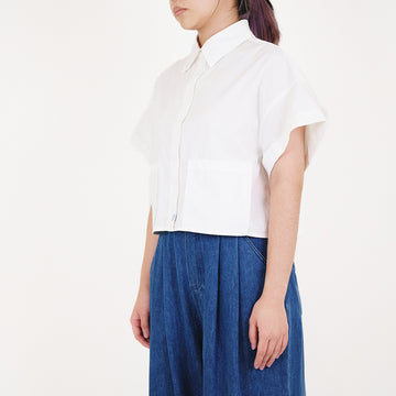 Women Cropped Shirt - Off White - SW2311152A