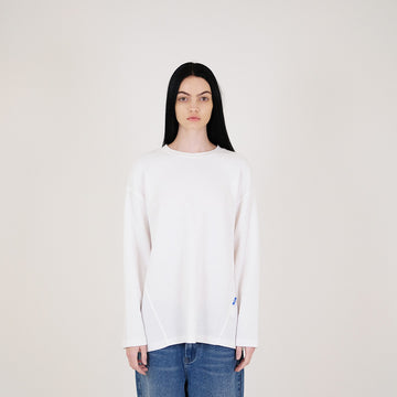 Women Waffle Knit Long Sleeve Top - Off White - SW2312165A