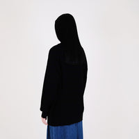 Women Oversized Knit Cardigan - Black - SW2312167B