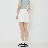 Women Pleated Shorts - Off White - SW2312169A