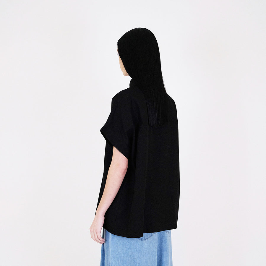 Women Oversized Rayon Shirt - Black - SW2312172D