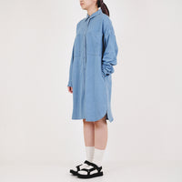 Women Denim Shirt Dress - Light Blue - SW2312178A