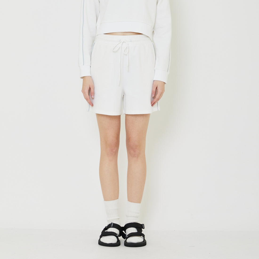 Women Pique Shorts - Off White - SW2401006A