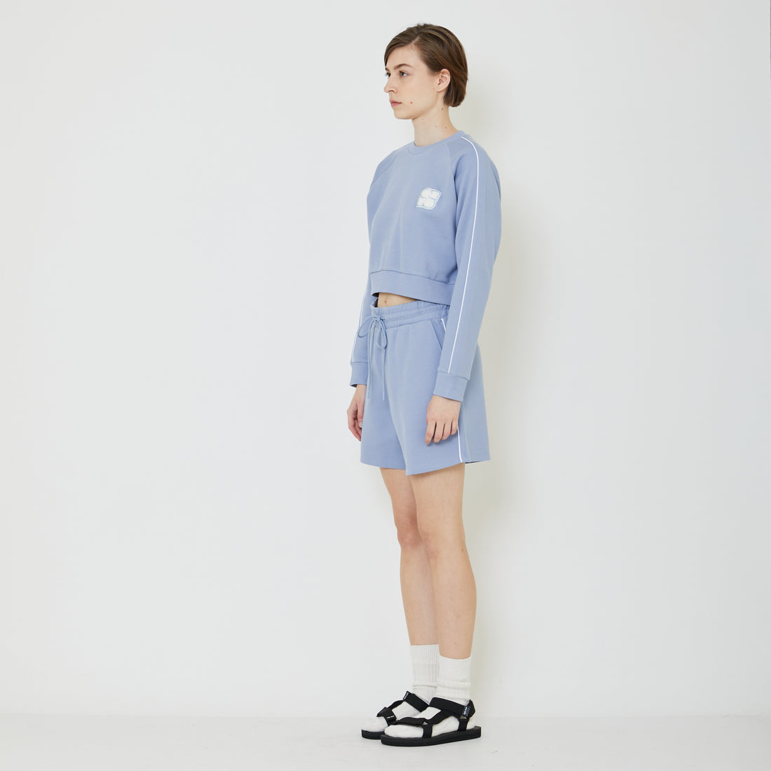 Women Pique Sweatshirt - Dusty Blue - SW2401007C