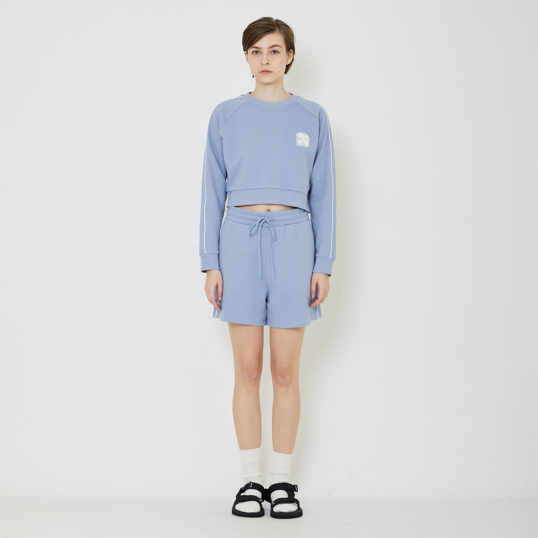 Women Pique Sweatshirt - Dusty Blue - SW2401007C