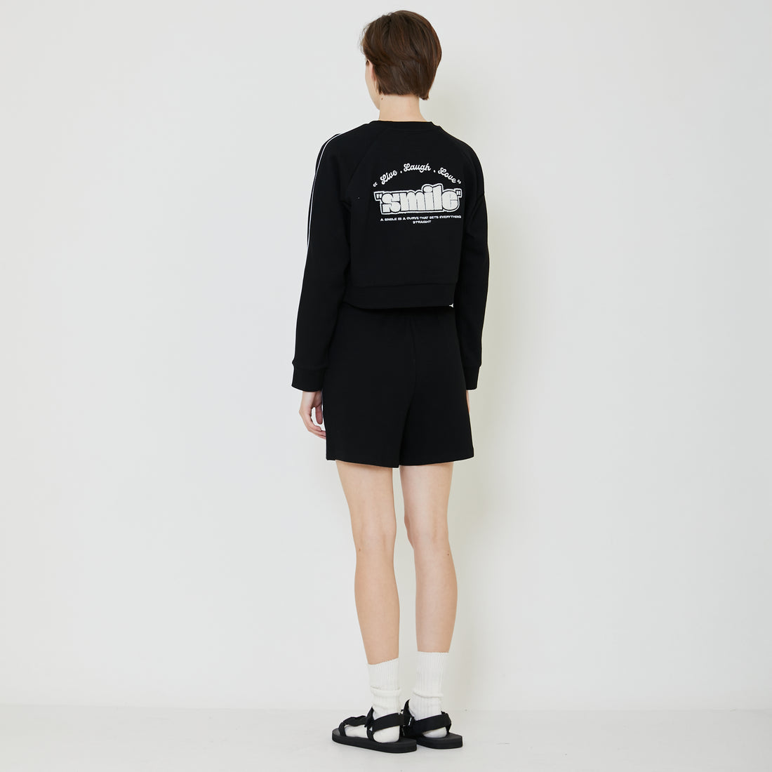 Women Pique Sweatshirt - Black - SW2401007D