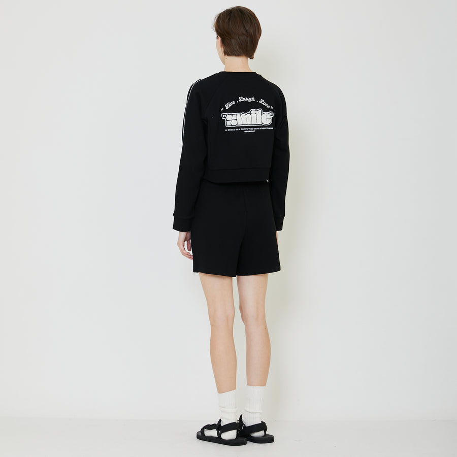 Women Pique Sweatshirt - Black - SW2401007D