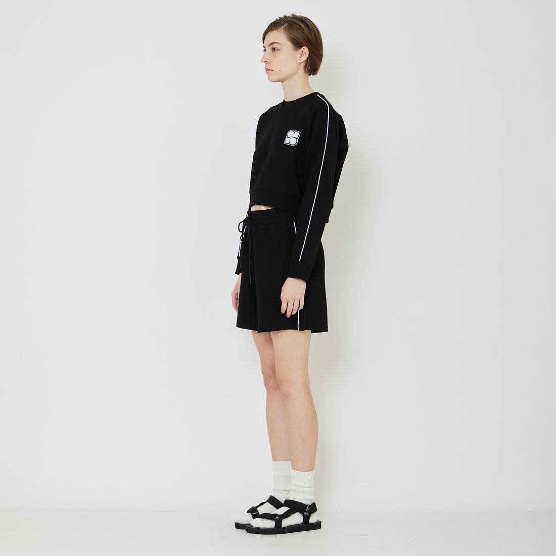 Women Pique Sweatshirt - Black - SW2401007D
