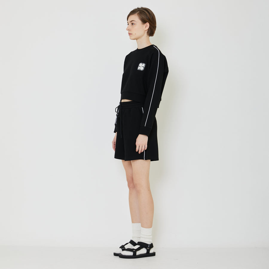 Women Pique Sweatshirt - Black - SW2401007D