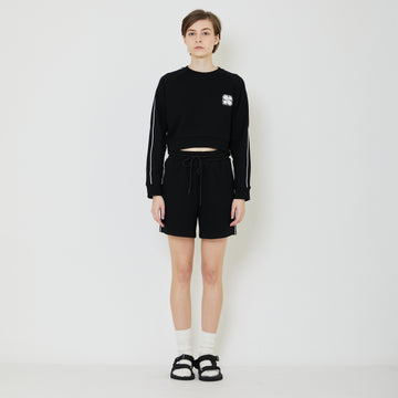 Women Pique Sweatshirt - Black - SW2401007D