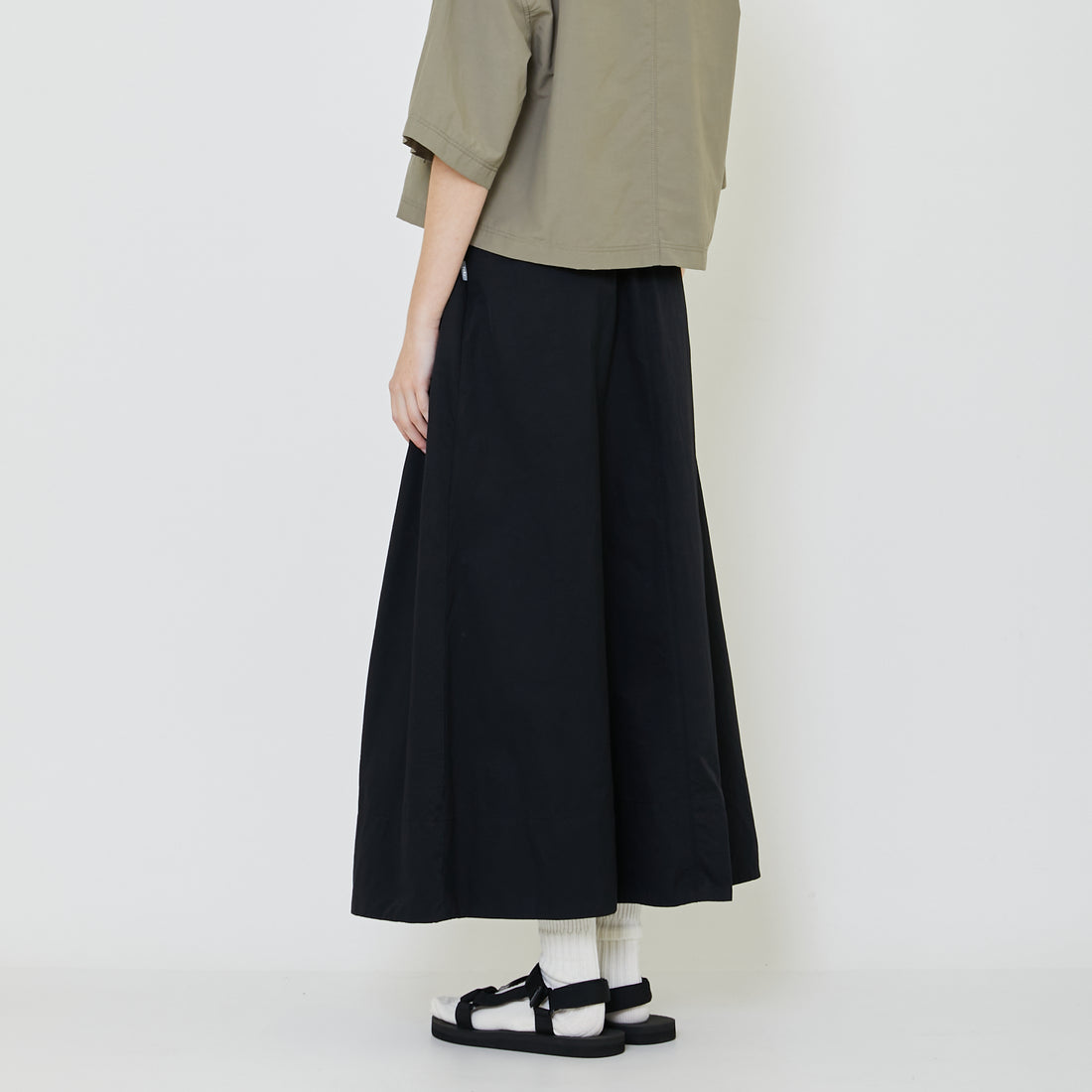 Women Nylon Maxi Skirt - Black - SW2401013B