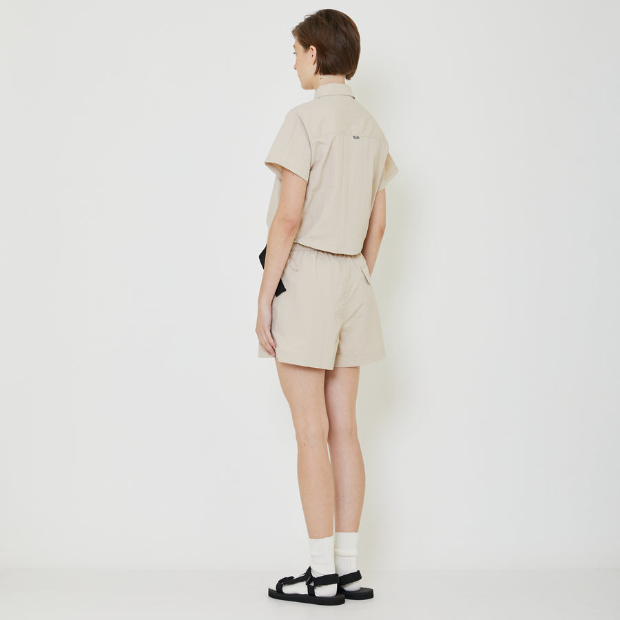 Women Cropped Nylon Shirt - Sand - SW2401019A