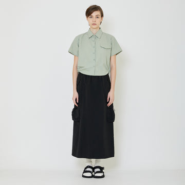 Women Cropped Nylon Shirt - Mint - SW2401019B