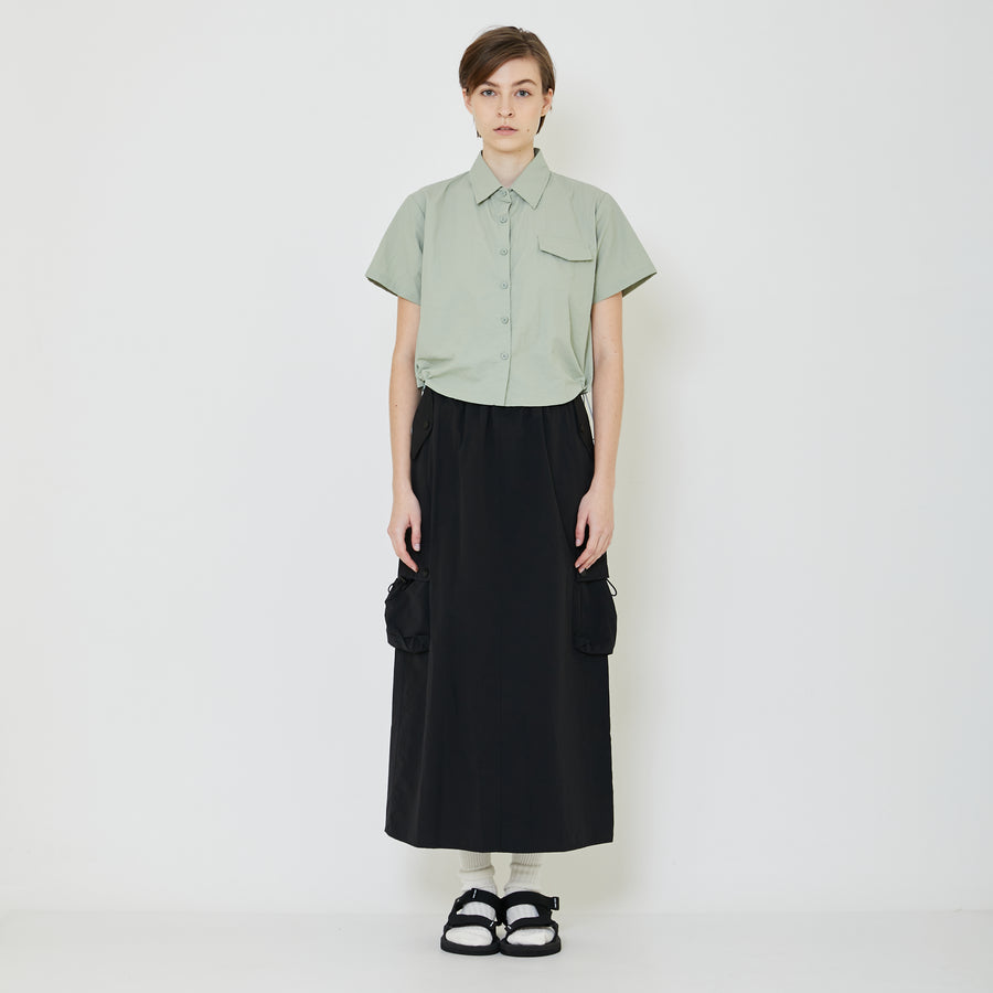 Women Cropped Nylon Shirt - Mint - SW2401019B
