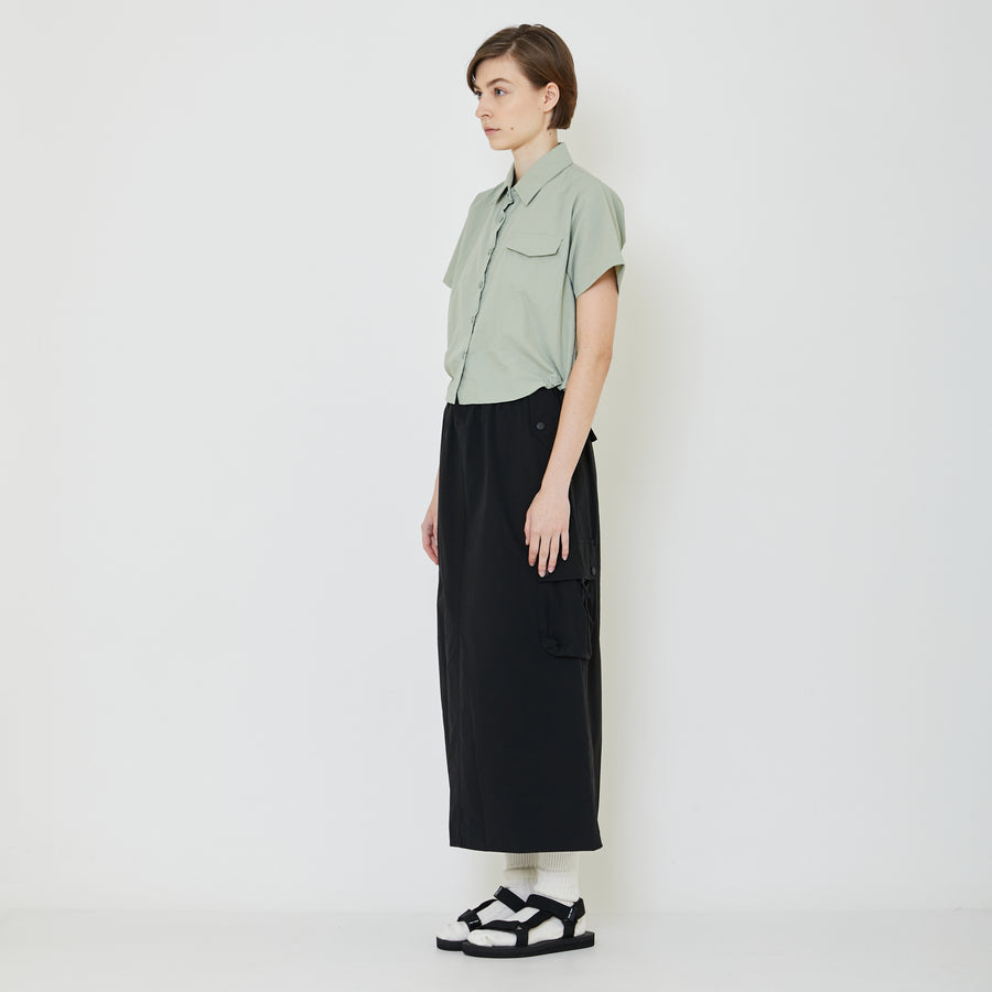 Women Cropped Nylon Shirt - Mint - SW2401019B