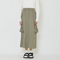 Women Nylon Maxi Skirt - Dusty Green - SW2401021A