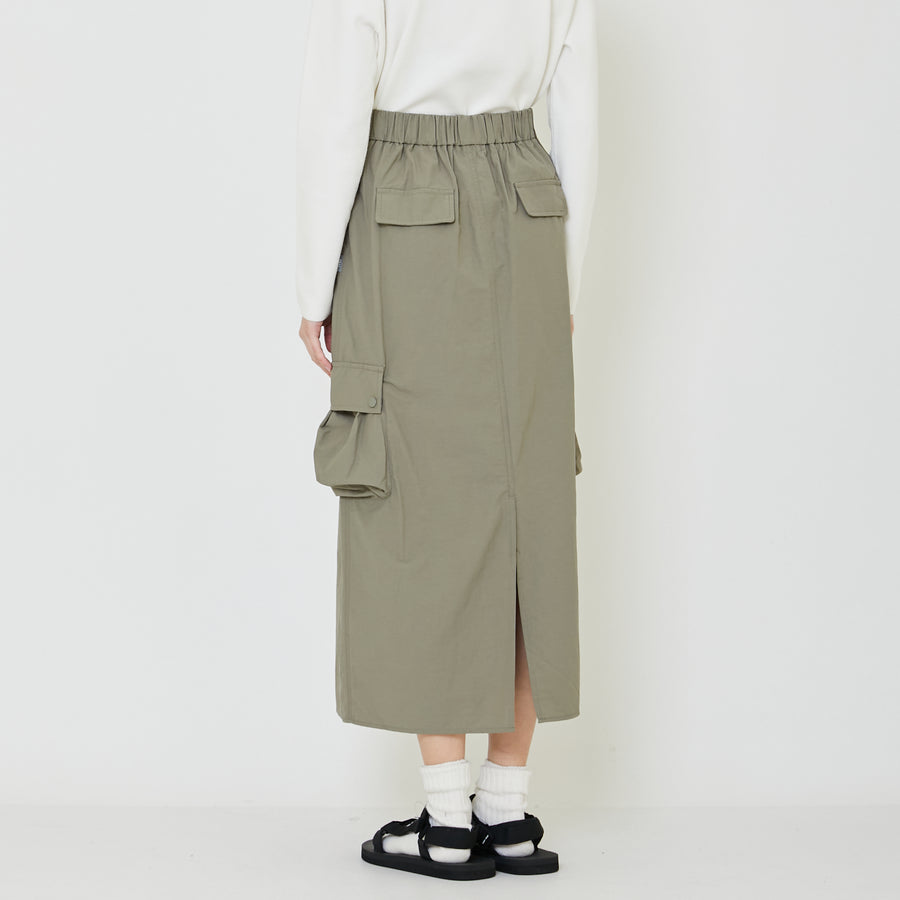 Women Nylon Maxi Skirt - Dusty Green - SW2401021A