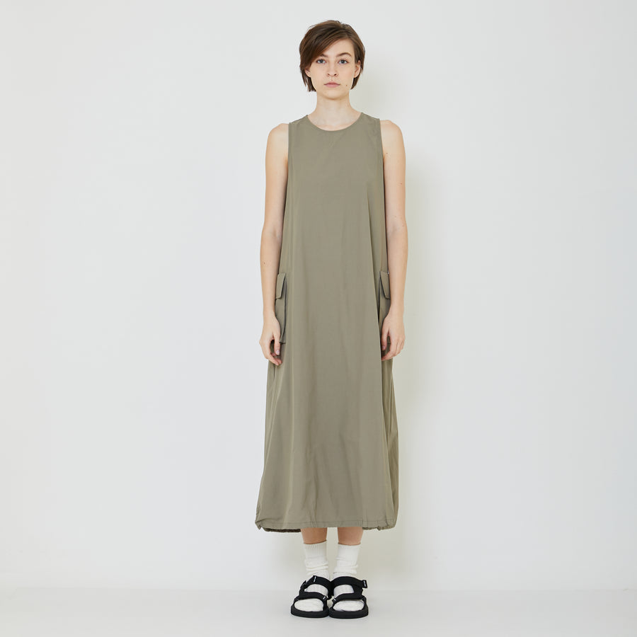 Women Sleeveless Nylon Dress - Dusty Green - SW2401022A
