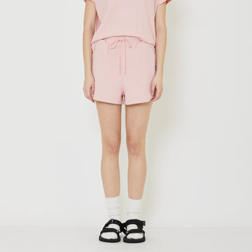 Women Waffle Knit Shorts - Dusty Pink - SW2401066A