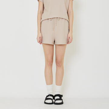 Women Waffle Knit Shorts - Khaki - SW2401066B