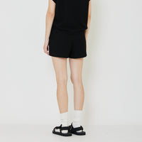 Women Waffle Knit Shorts - Black - SW2401066D