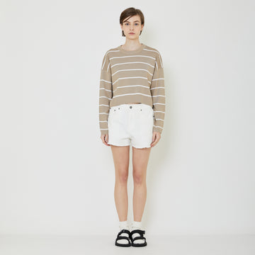 Women Striped Sweater - Khaki - SW2402029D