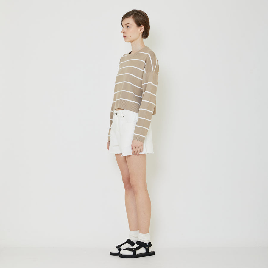 Women Striped Sweater - Khaki - SW2402029D