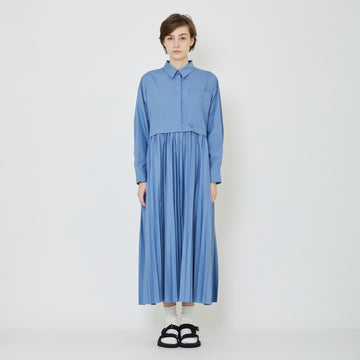 Women Pleated Dress - Blue - SW2402032B