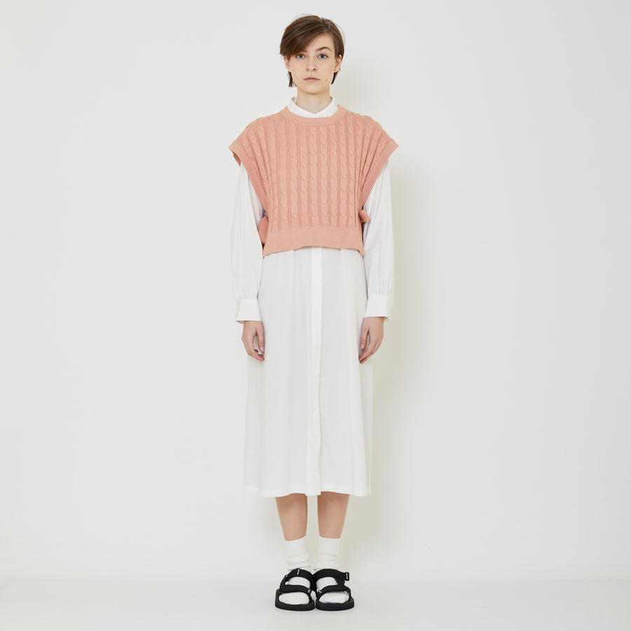 Women Cable Knit Vest - Flamingo - SW2402033B