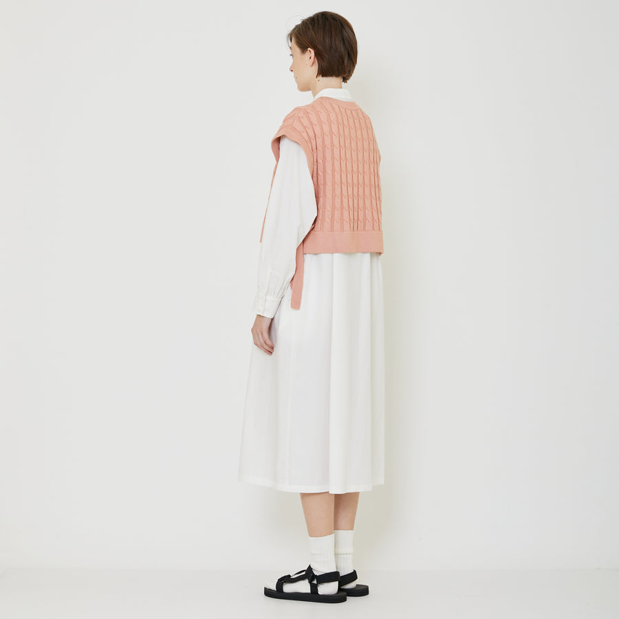 Women Cable Knit Vest - Flamingo - SW2402033B
