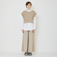 Women Cable Knit Vest - Khaki - SW2402033C