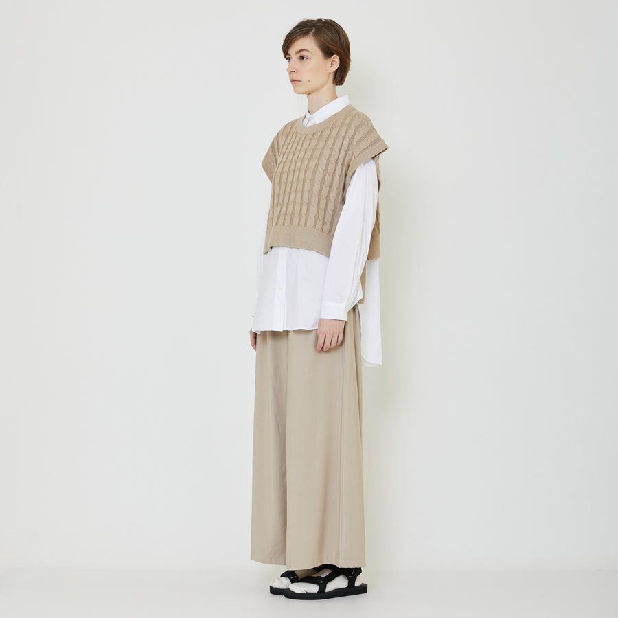 Women Cable Knit Vest - Khaki - SW2402033C