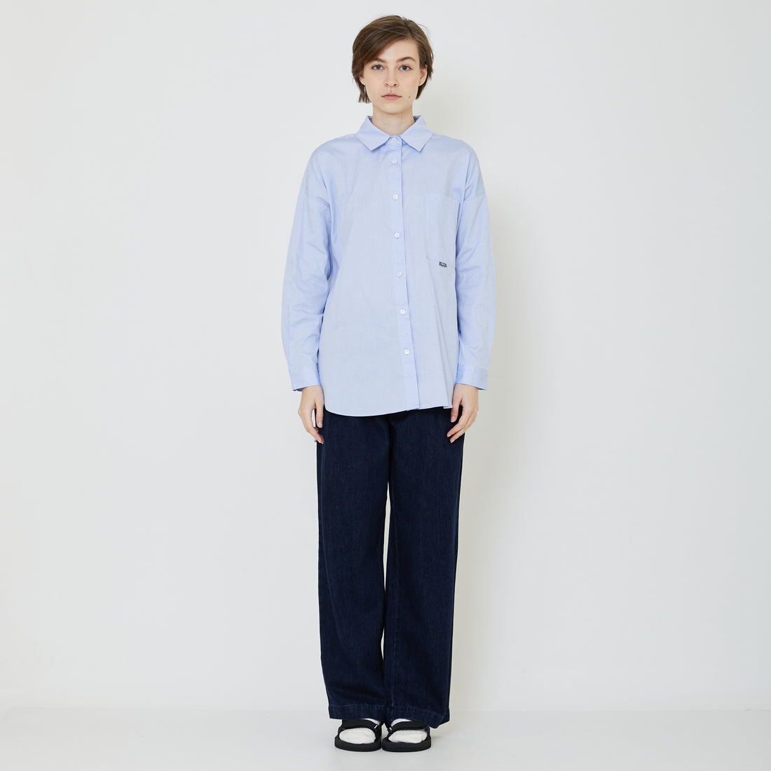 Women Oversized Shirt - Light Blue - SW2402034B