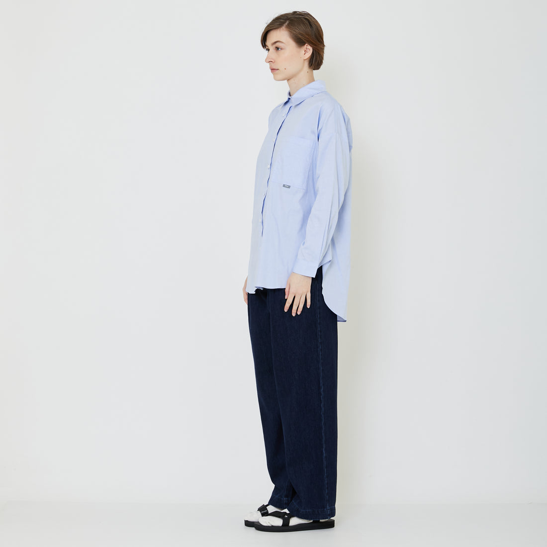 Women Oversized Shirt - Light Blue - SW2402034B