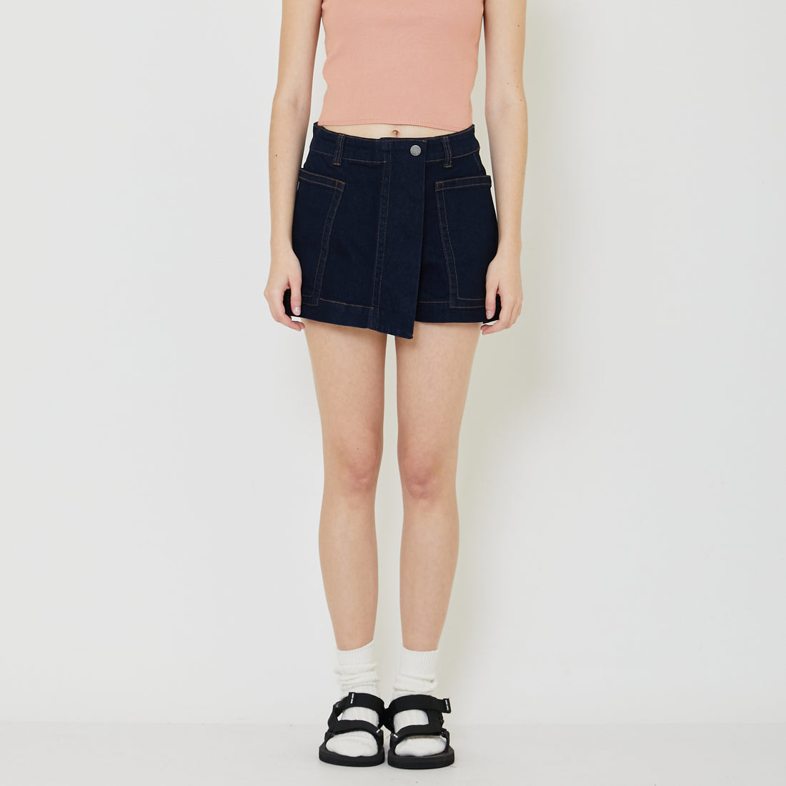 Women Denim Skort - Navy - SW2402042B