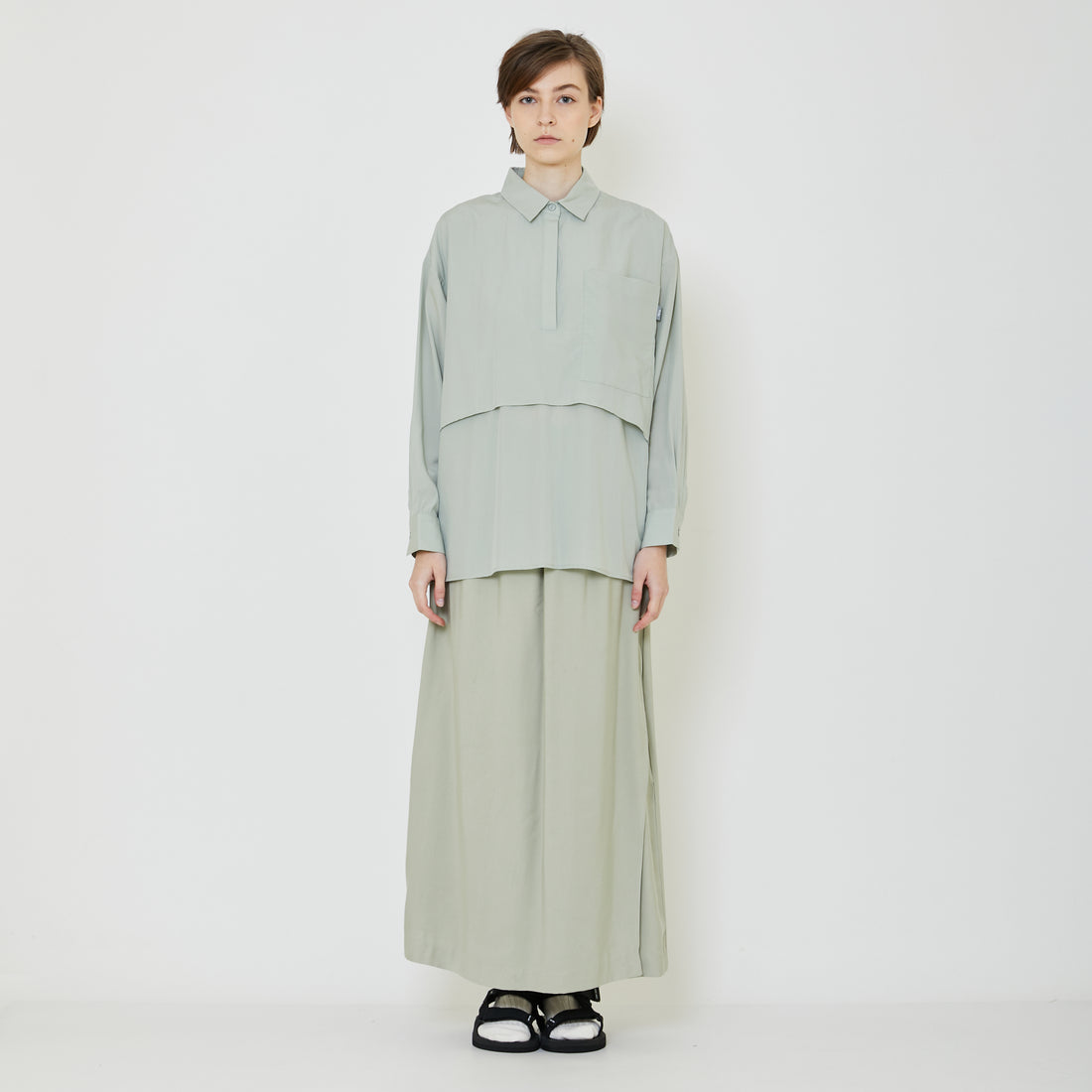 Women Layered Blouse - Light Green - SW2403054A