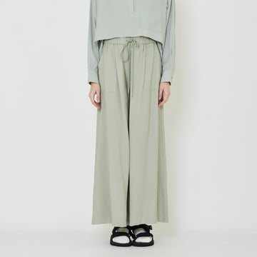 Women Elastic Waist Long Pants - Light Green - SW2403055B
