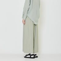 Women Elastic Waist Long Pants - Light Green - SW2403055B